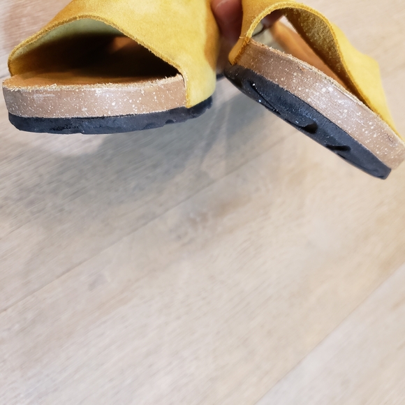 Marina Luna Mustard Yellow Suede Leather Mules - Picture 9 of 9